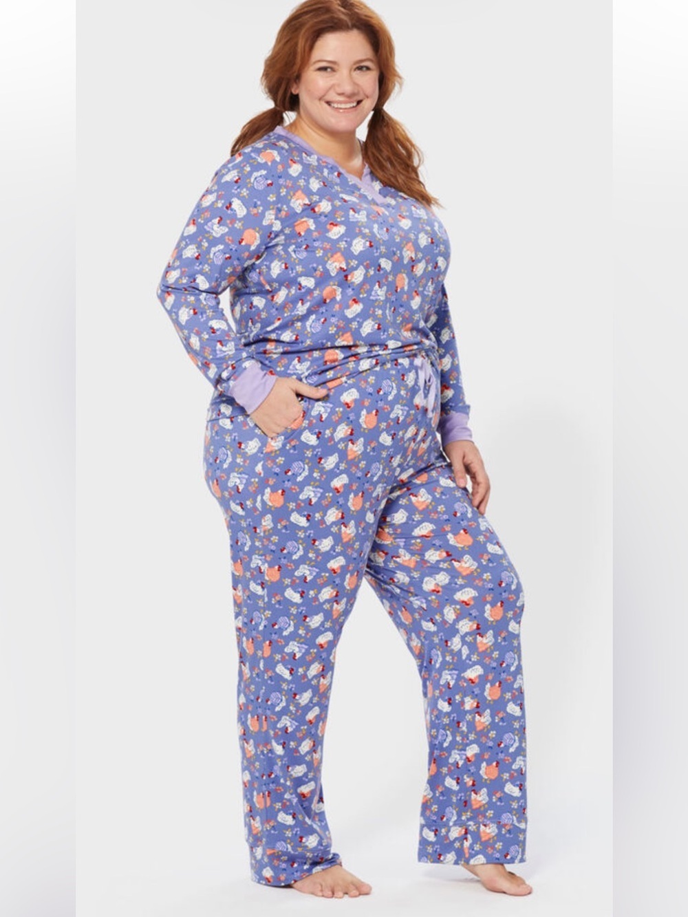 Duluth Trading Co women XXL 2x pants pajamas pjs lounge chickens purple farm